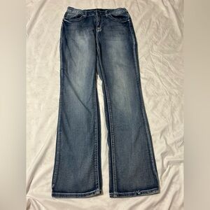 Earl Jean Womens 10 Denim Slim Boot Cut Embellished Rhinestones Mid Rise Stretch